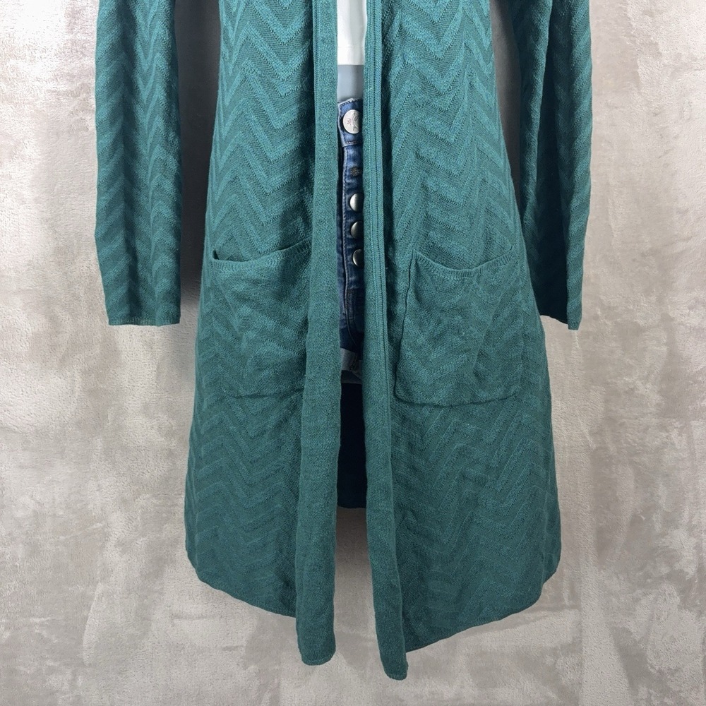 Anthropologie Moth Vergennes Chevron Texture Cardigan Womens Size Large Green - Picture 4 of 8
